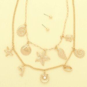 Sea Life Theme Charm Necklace Set